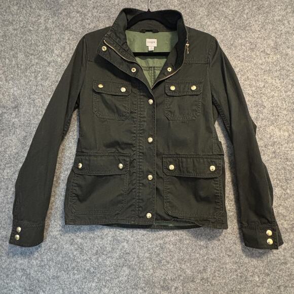 J Crew Jacket Womens Small Olive Green Utility Field Military Cargo Pockets Coat - Picture 1 of 13